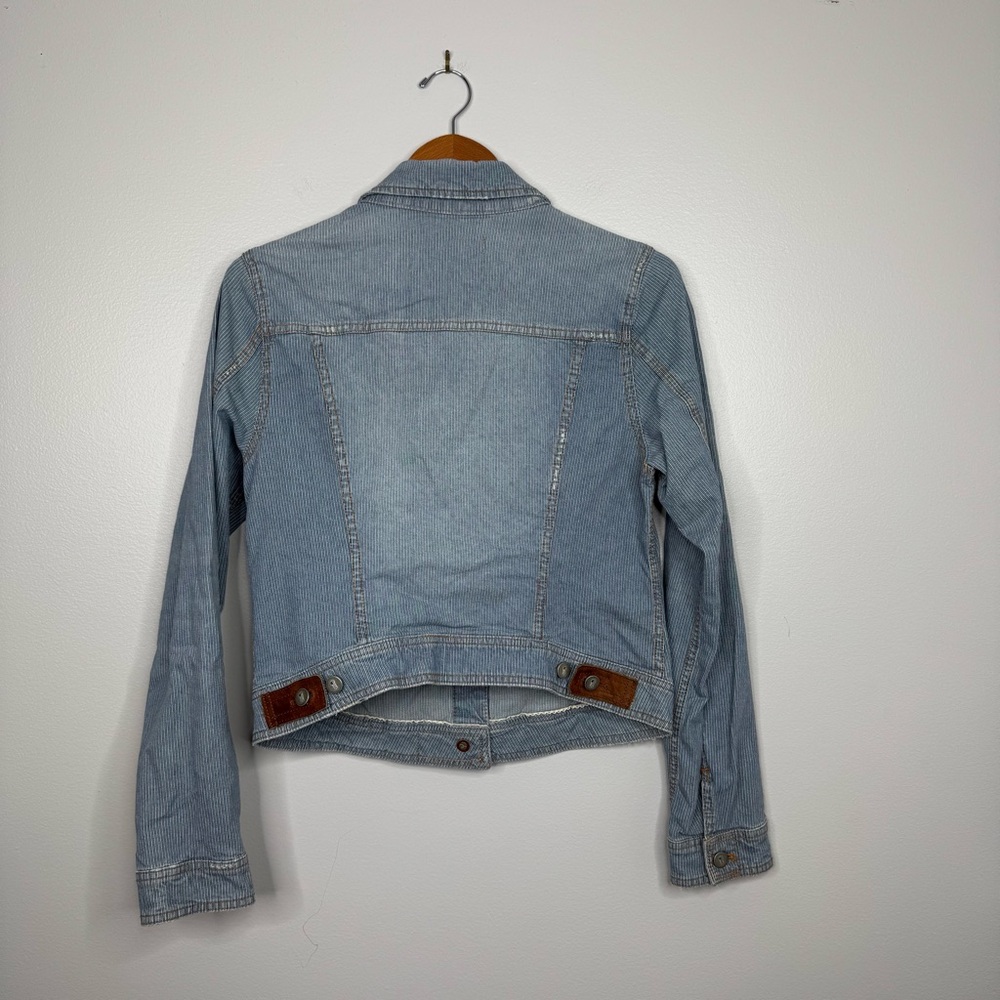 Pilcro And The Letterpress Denim Rail Road Stripe Jacket Jean Jacket Trucker L - Picture 5 of 8